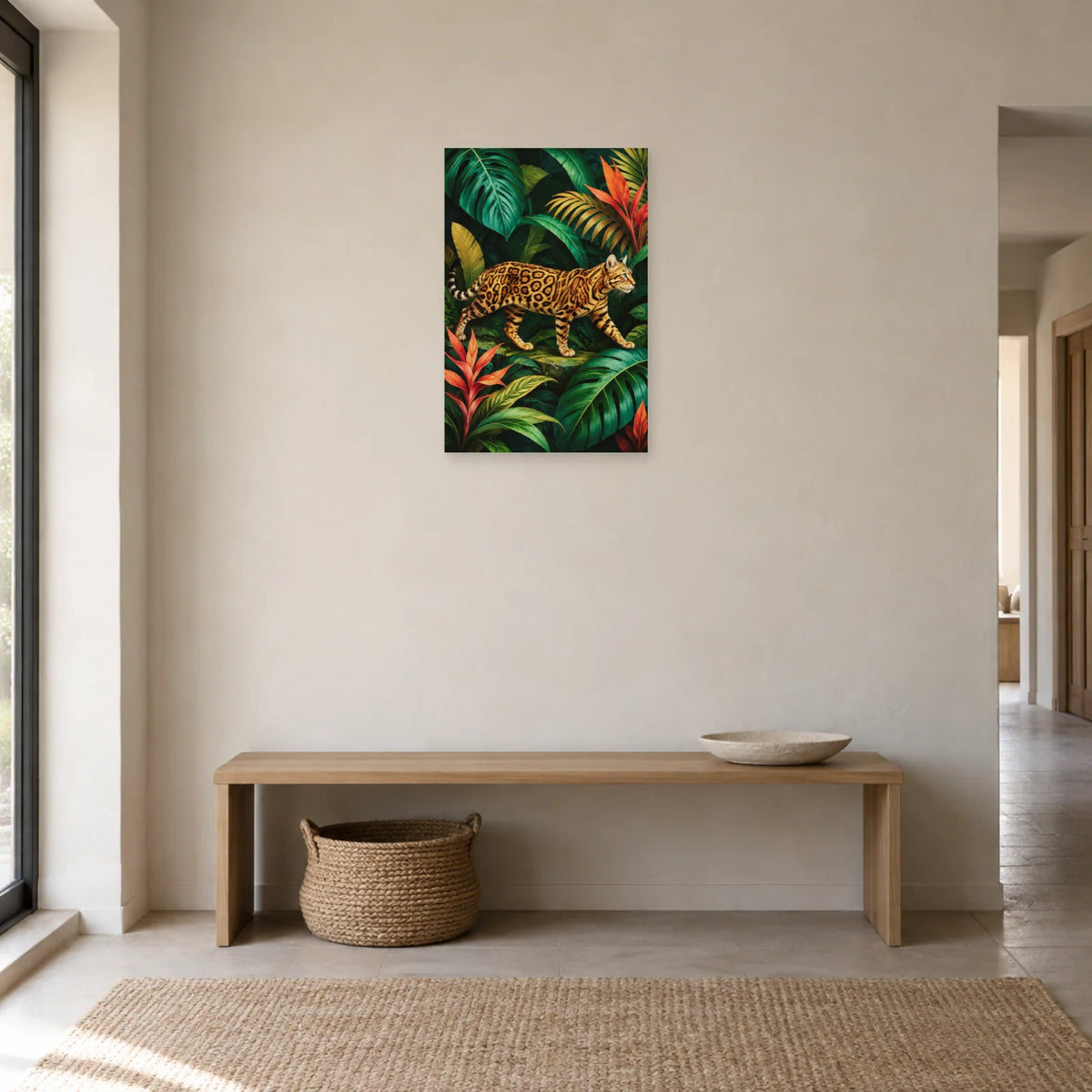 Affiche Chat Bengal – Jungle graphique dans une entrée ou un couloir - Art Virtuoso