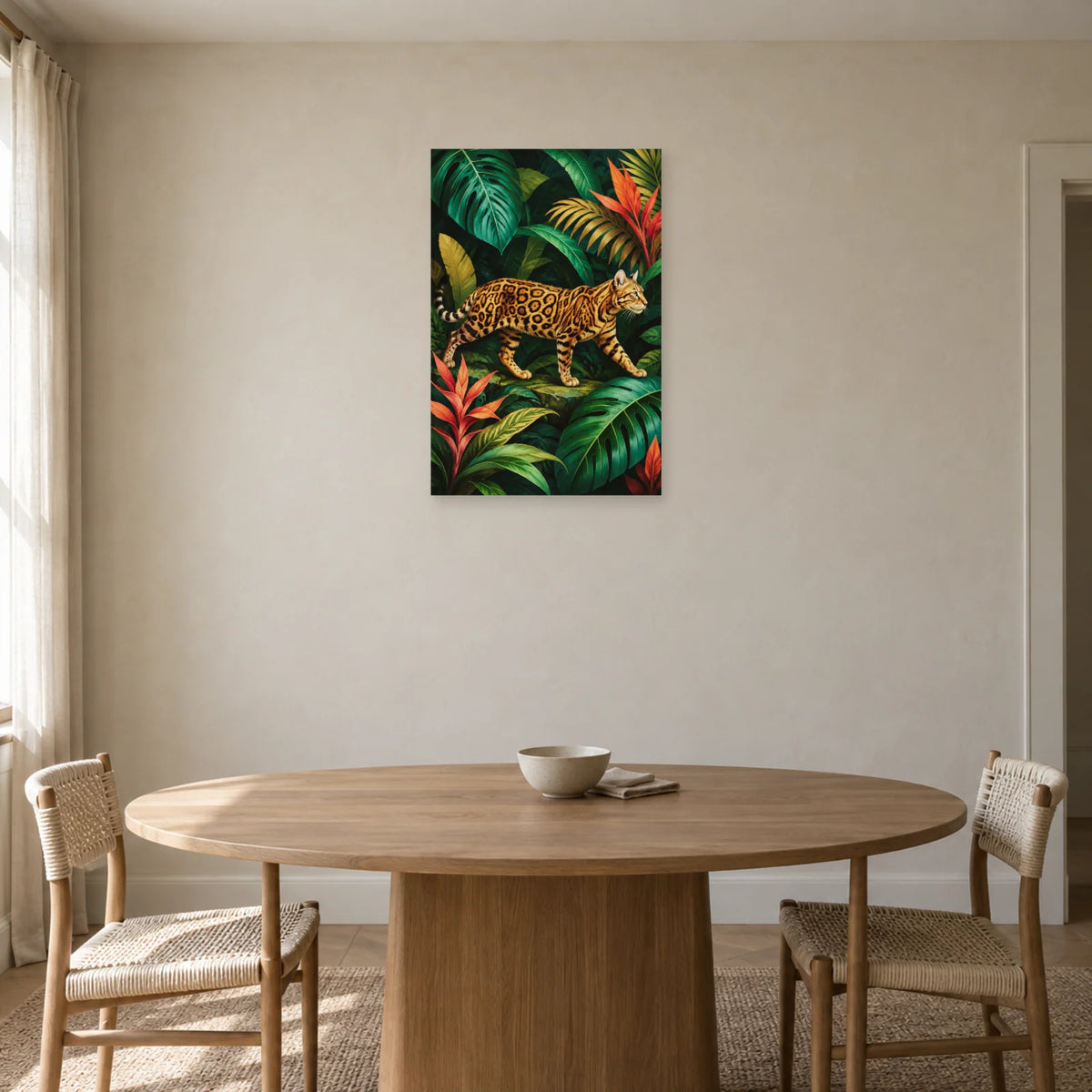 Affiche Chat Bengal – Jungle graphique dans une salle à manger - Art Virtuoso