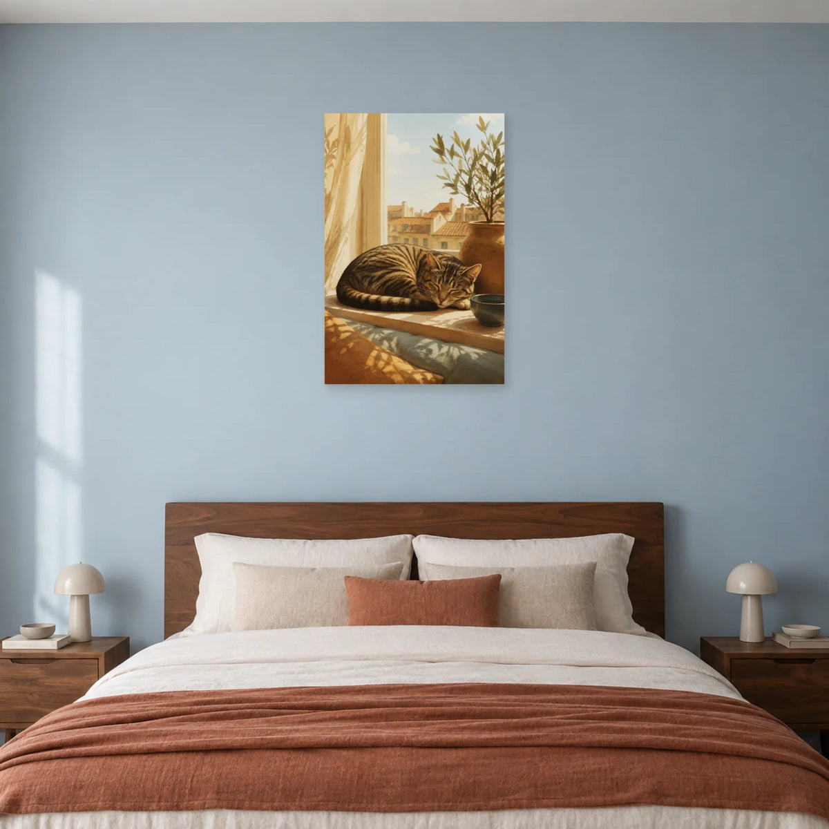 Affiche Chat à la fenêtre – Lumière du matin dans une chambre - Art Virtuoso