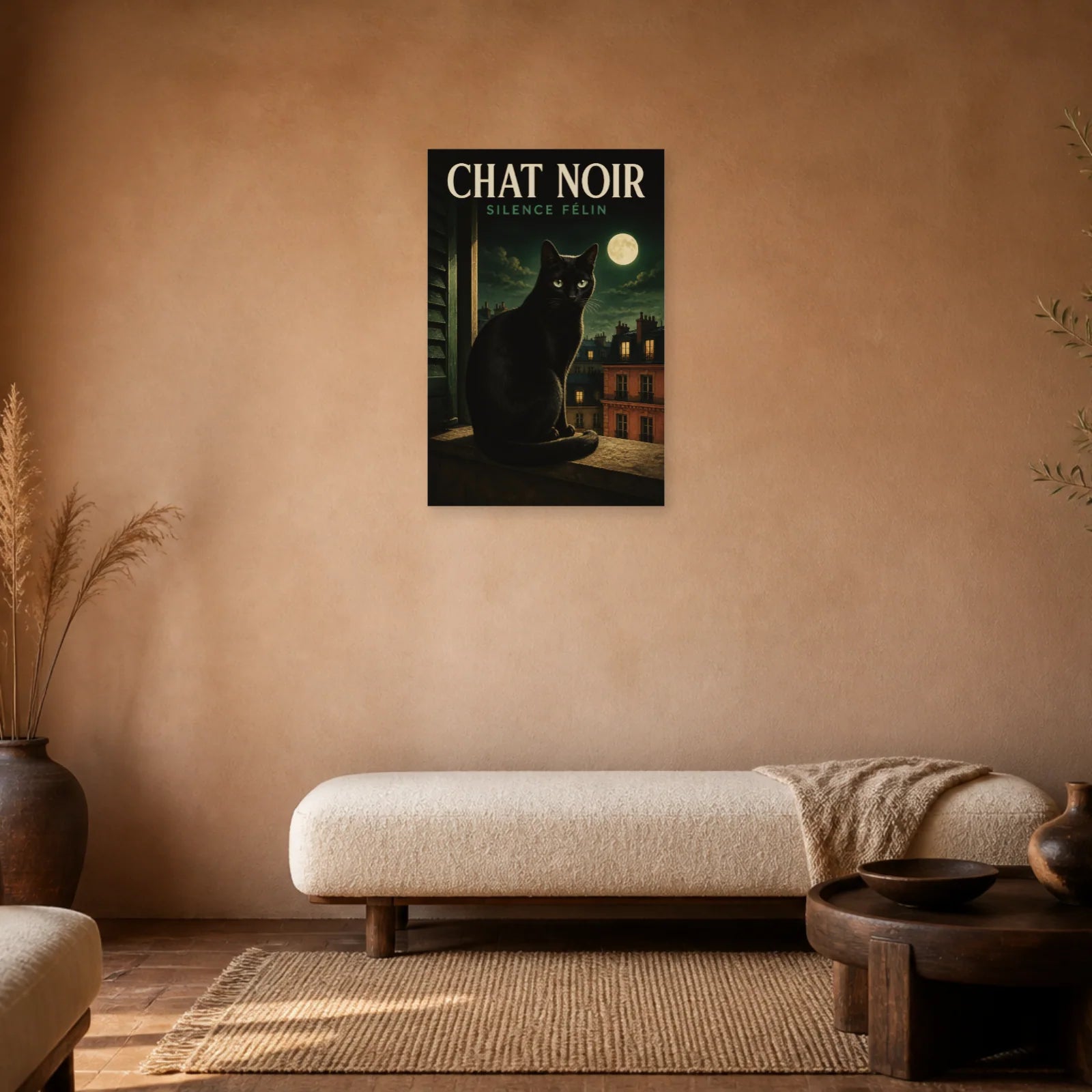 Affiche Chat Noir – Silence Félin dans une chambre - Art Virtuoso