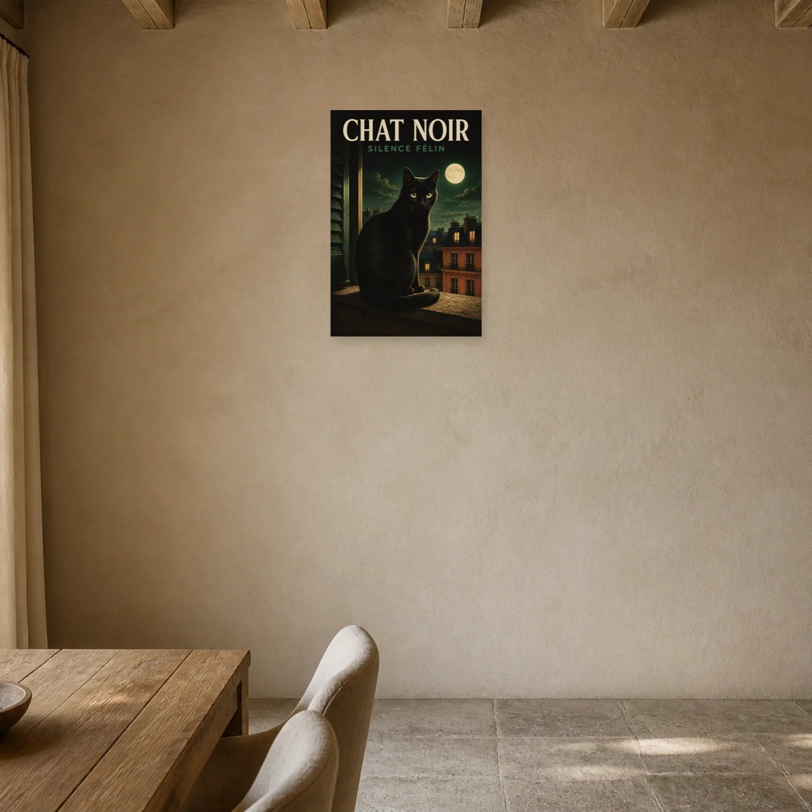 Affiche Chat Noir – Silence Félin dans une entrée ou un couloir - Art Virtuoso