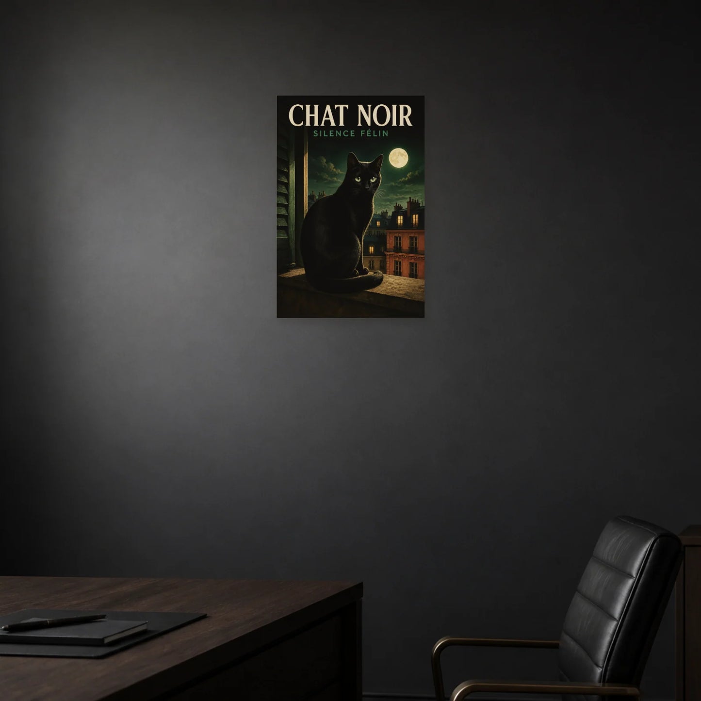Affiche Chat Noir – Silence Félin dans une salle à manger - Art Virtuoso
