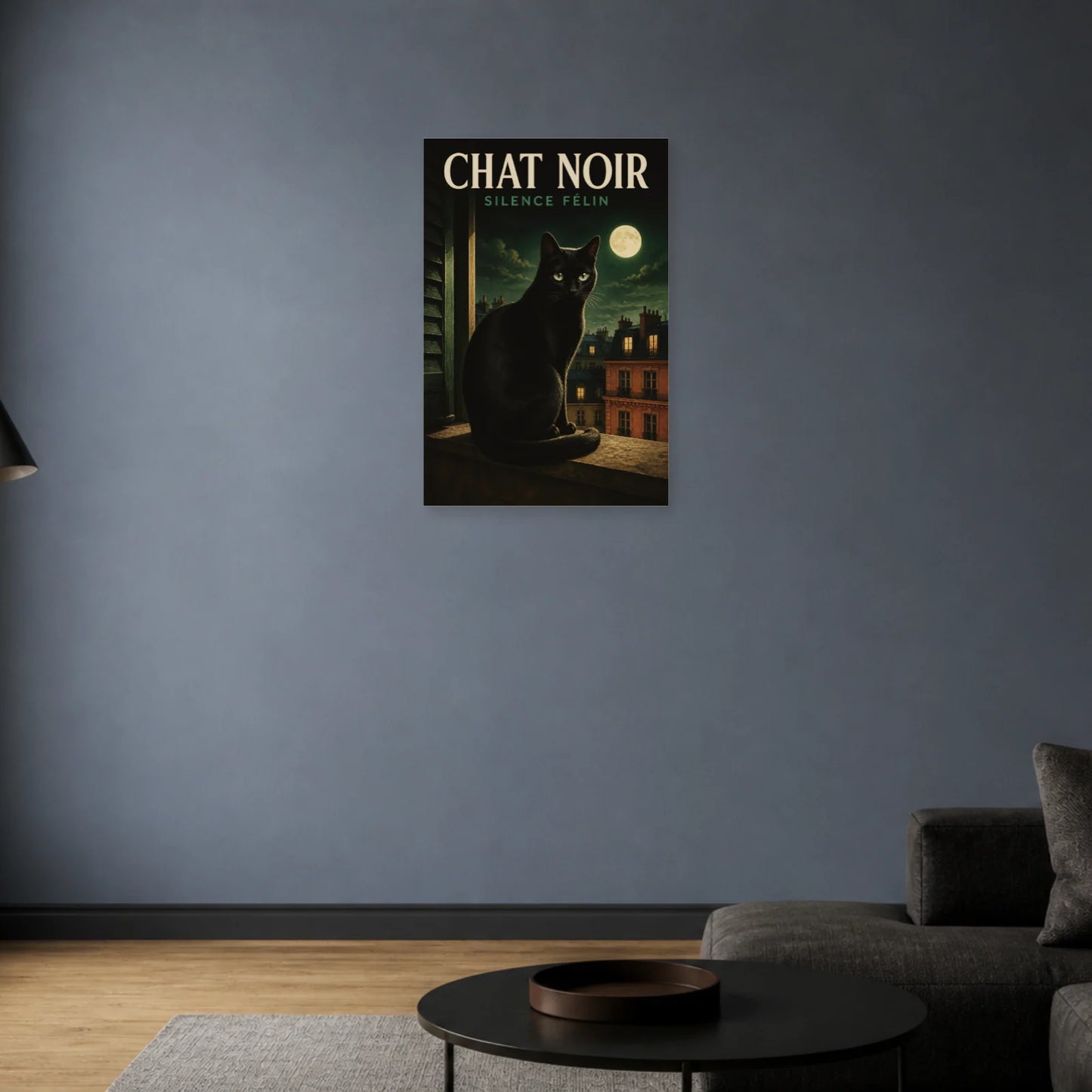 Affiche Chat Noir – Silence Félin dans un salon - Art Virtuoso