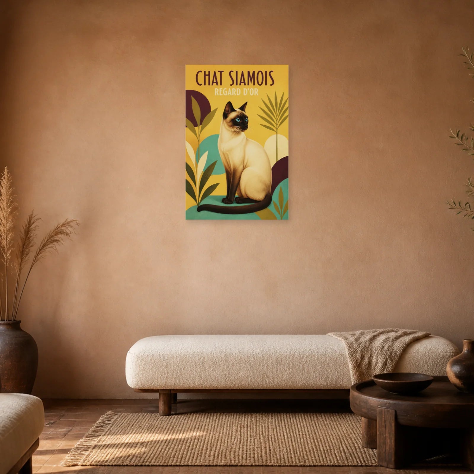 Affiche Chat Siamois – Regard d’Or dans une chambre - Art Virtuoso