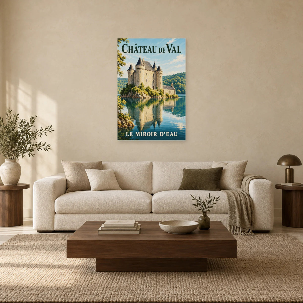 Affiche Château de Val - Le miroir d’eau dans un salon - Art Virtuoso