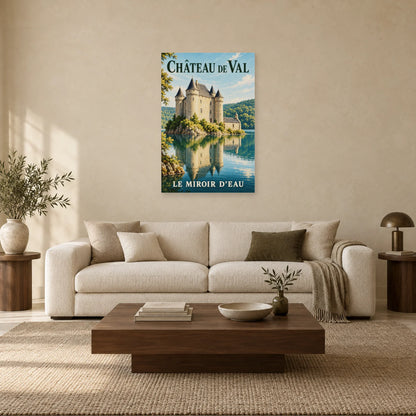 Affiche Château de Val - Le miroir d’eau dans un salon - Art Virtuoso