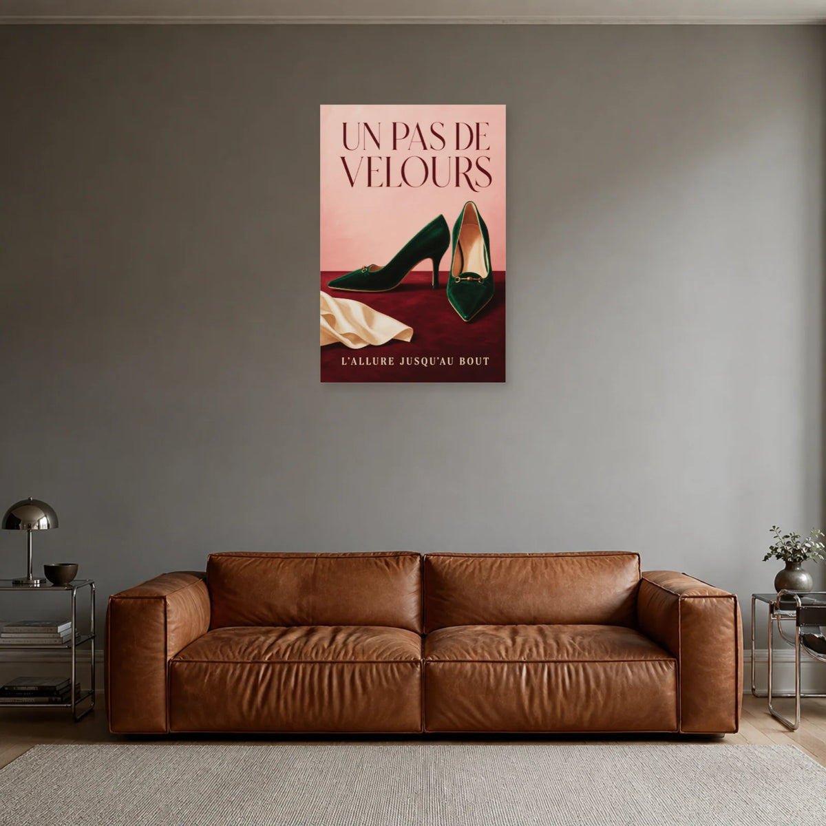 Affiche Chaussures de femme, un pas de velours dans un salon - Art Virtuoso