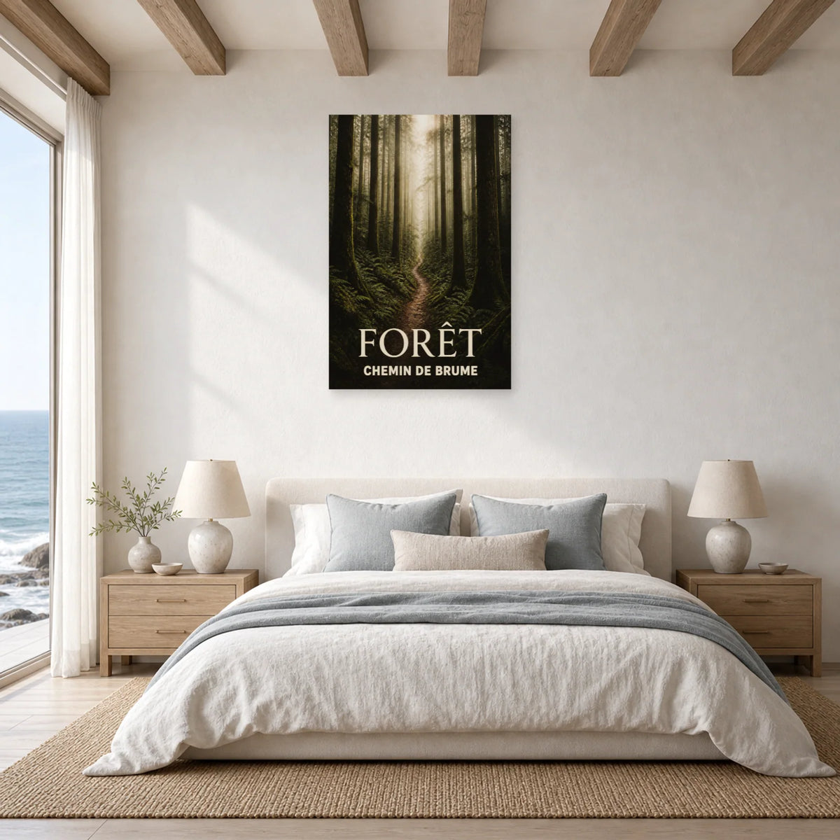 Affiche Forêt – Chemin de Brume dans une chambre - Art Virtuoso