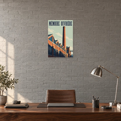Affiche Cheminée de briques - Mémoire ouvrière dans un bureau - Art Virtuoso