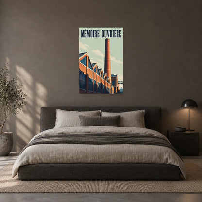 Affiche Cheminée de briques - Mémoire ouvrière dans une chambre - Art Virtuoso
