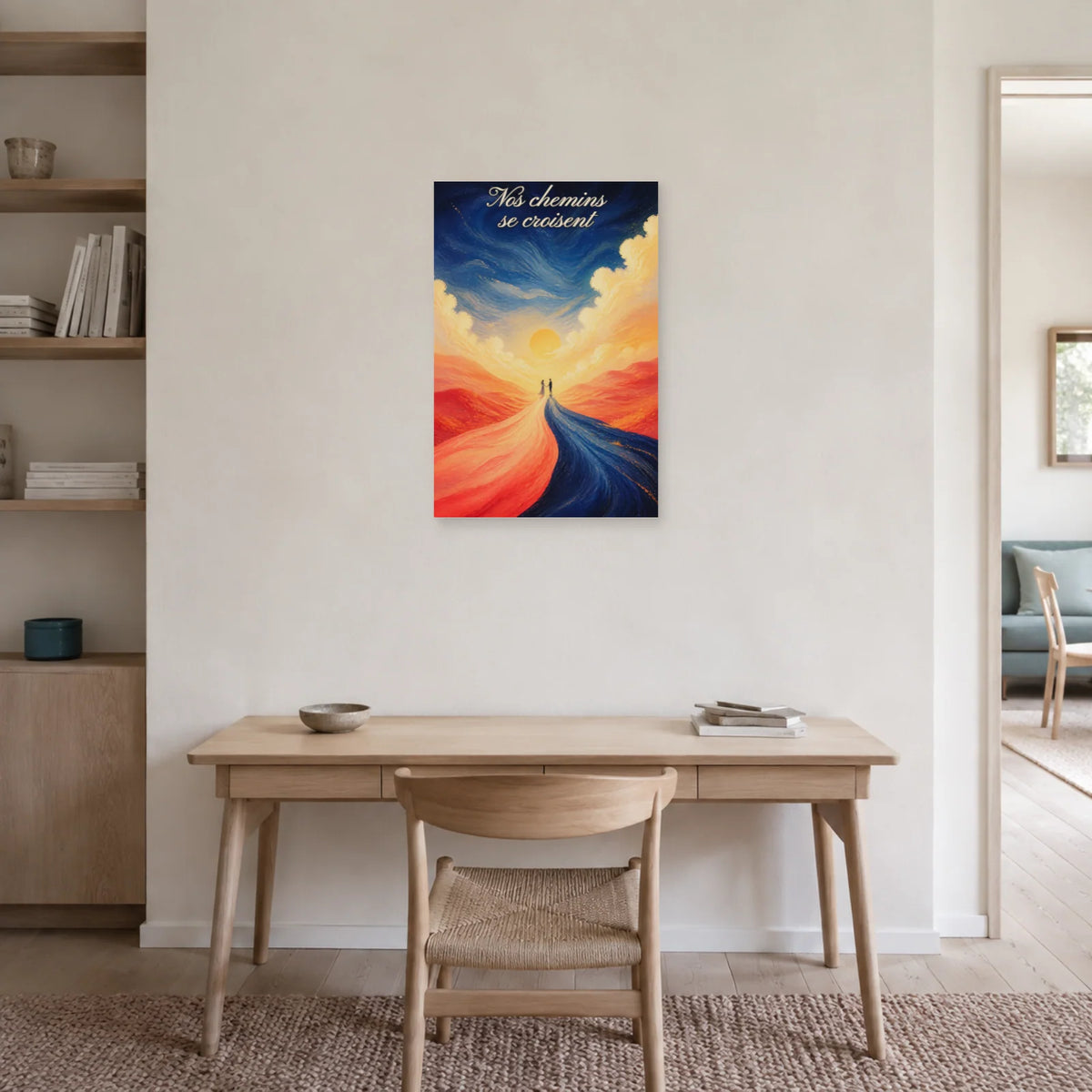 Affiche Nos chemins se croisent - Couple moderne dans un bureau - Art Virtuoso