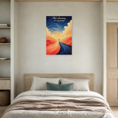Affiche Nos chemins se croisent - Couple moderne dans une chambre - Art Virtuoso