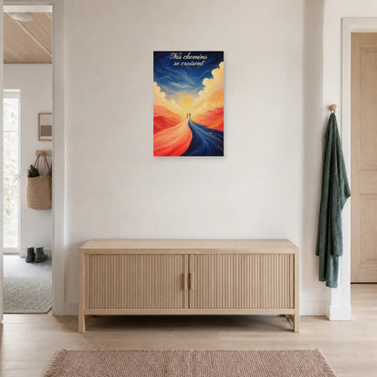 Affiche Nos chemins se croisent - Couple moderne dans une entrée ou un couloir - Art Virtuoso