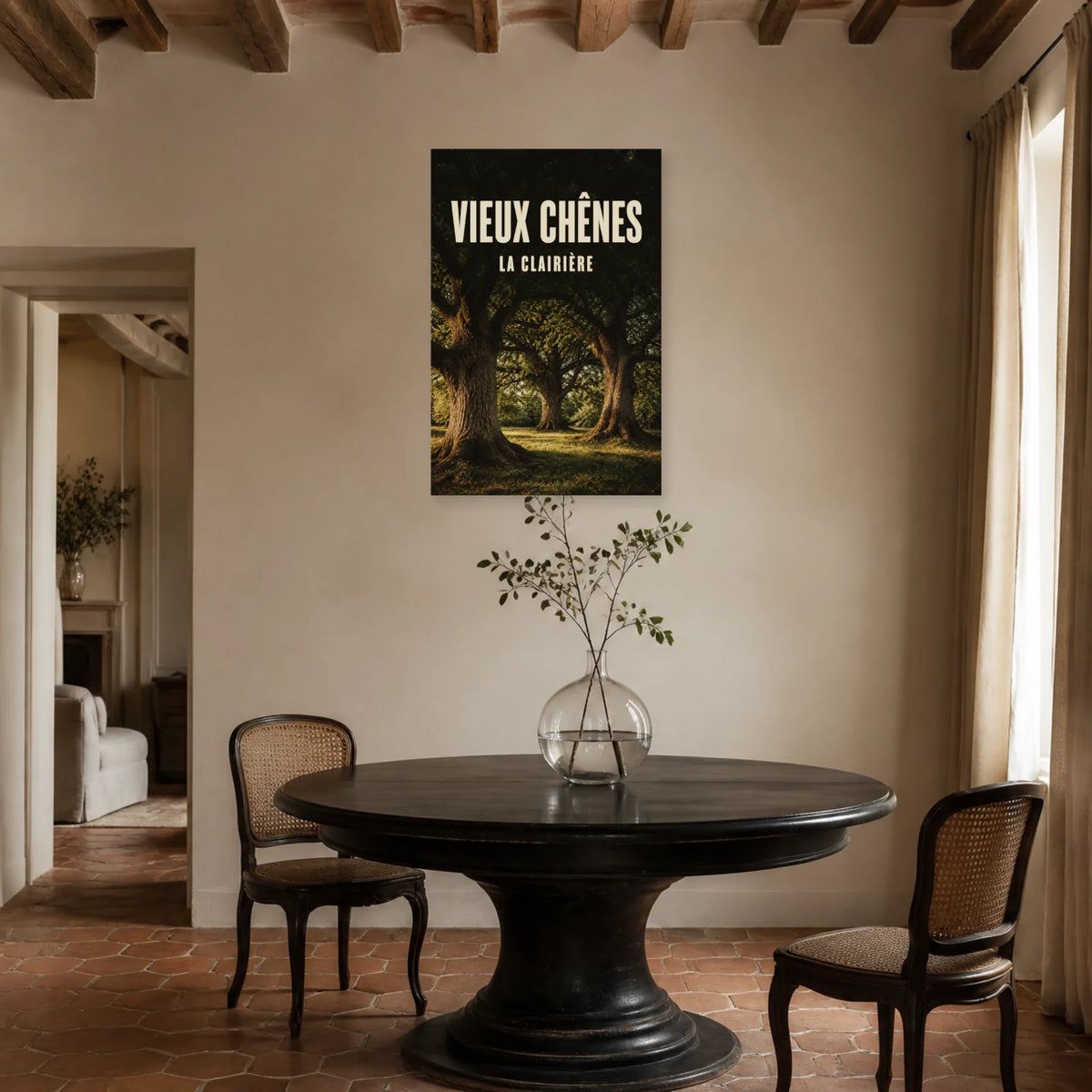Affiche Vieux chênes – La clairière dans une salle à manger - Art Virtuoso