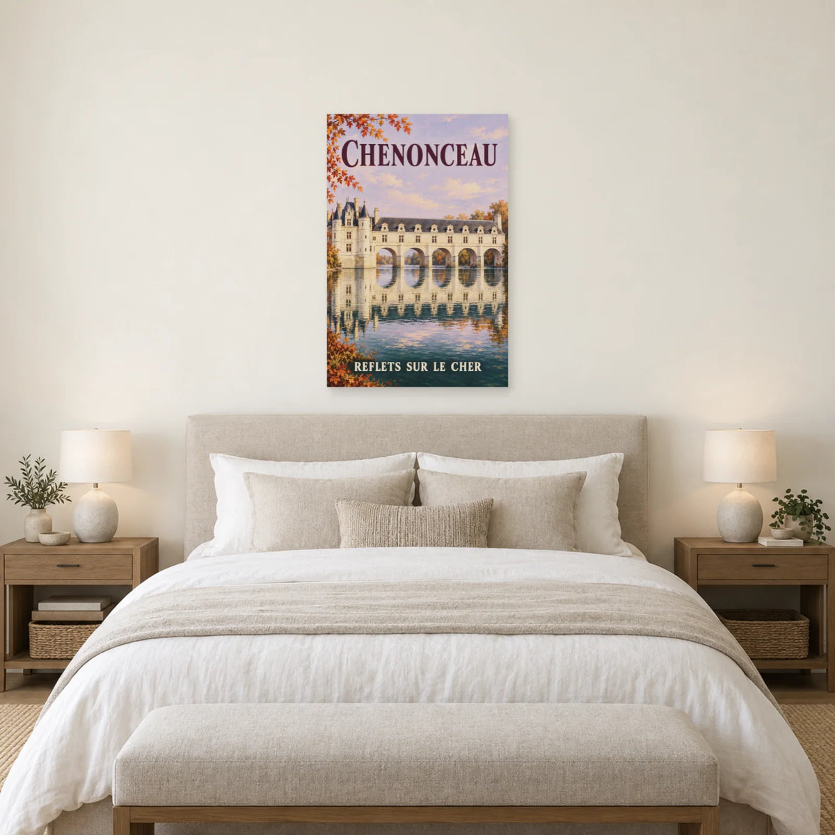 Affiche Chenonceau - Reflets sur le Cher dans une chambre - Art Virtuoso