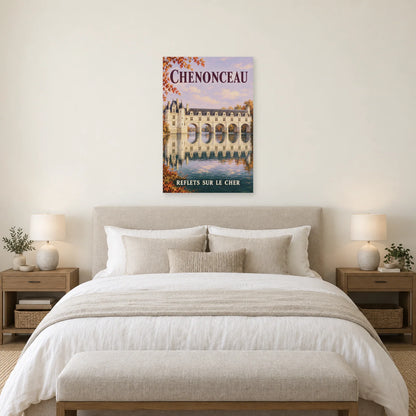 Affiche Chenonceau - Reflets sur le Cher dans une chambre - Art Virtuoso
