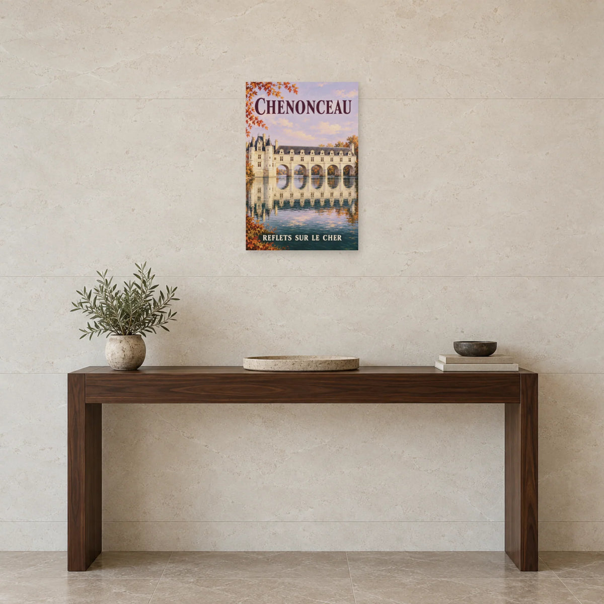 Affiche Chenonceau - Reflets sur le Cher dans une entrée ou un couloir - Art Virtuoso