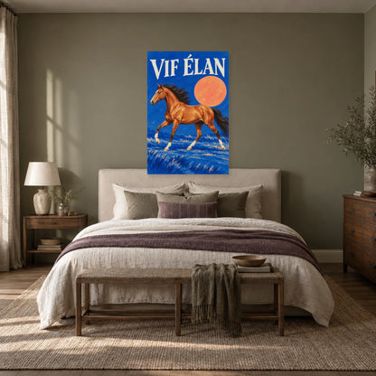 Affiche Cheval cuivré - Vif élan dans une chambre - Art Virtuoso