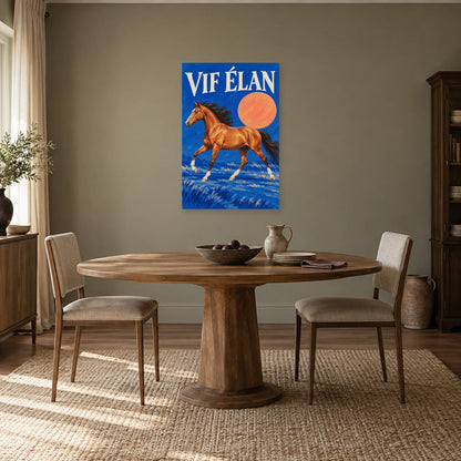 Affiche Cheval cuivré - Vif élan dans une salle à manger - Art Virtuoso
