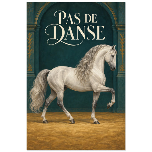 Affiche Cheval andalou – Pas de danse, affiche classique / peinture réaliste verticale, format 30 × 45 cm