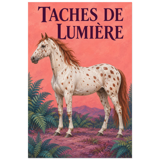 Affiche Cheval appaloosa – Taches de lumière, gouache figurative / affiche décorative verticale, format 30 × 45 cm