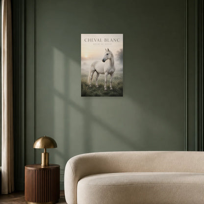 Affiche Cheval Blanc – Brume du Matin dans un bureau - Art Virtuoso