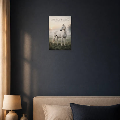 Affiche Cheval Blanc – Brume du Matin dans une entrée ou un couloir - Art Virtuoso