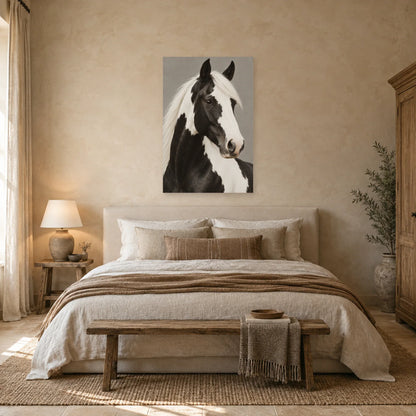 Affiche Cheval pie - Dualité dans une chambre - Art Virtuoso