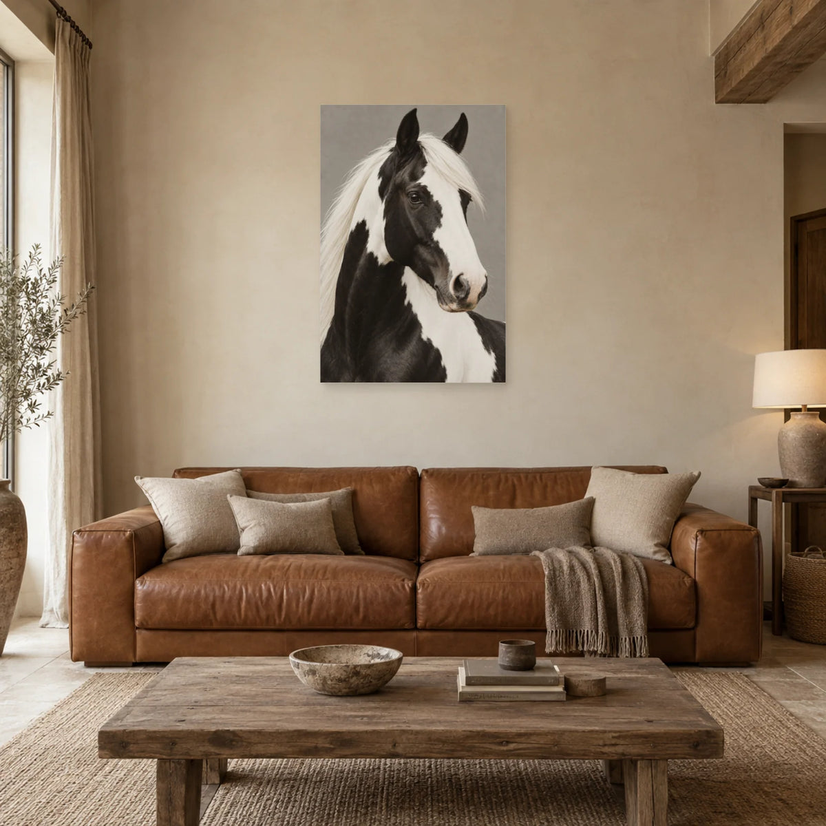 Affiche Cheval pie - Dualité dans un salon - Art Virtuoso