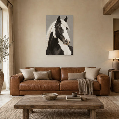 Affiche Cheval pie - Dualité dans un salon - Art Virtuoso