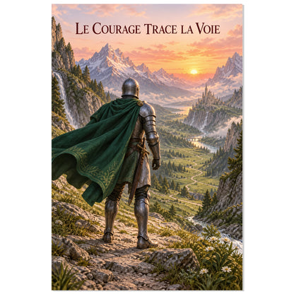 Affiche 40 × 60 cm avec chevalier, vallée et château lointain