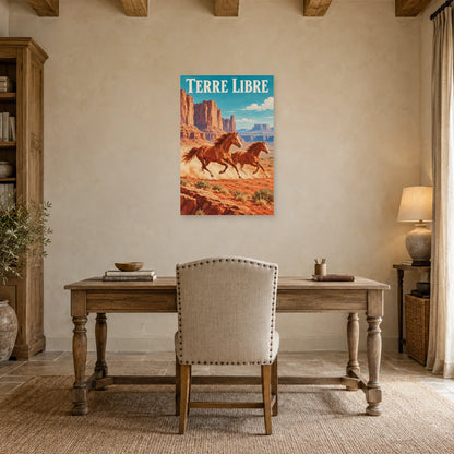 Affiche Chevaux au galop - Terre rouge dans un bureau - Art Virtuoso
