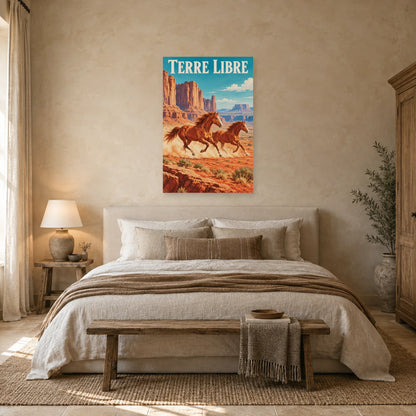 Affiche Chevaux au galop - Terre rouge dans une chambre - Art Virtuoso