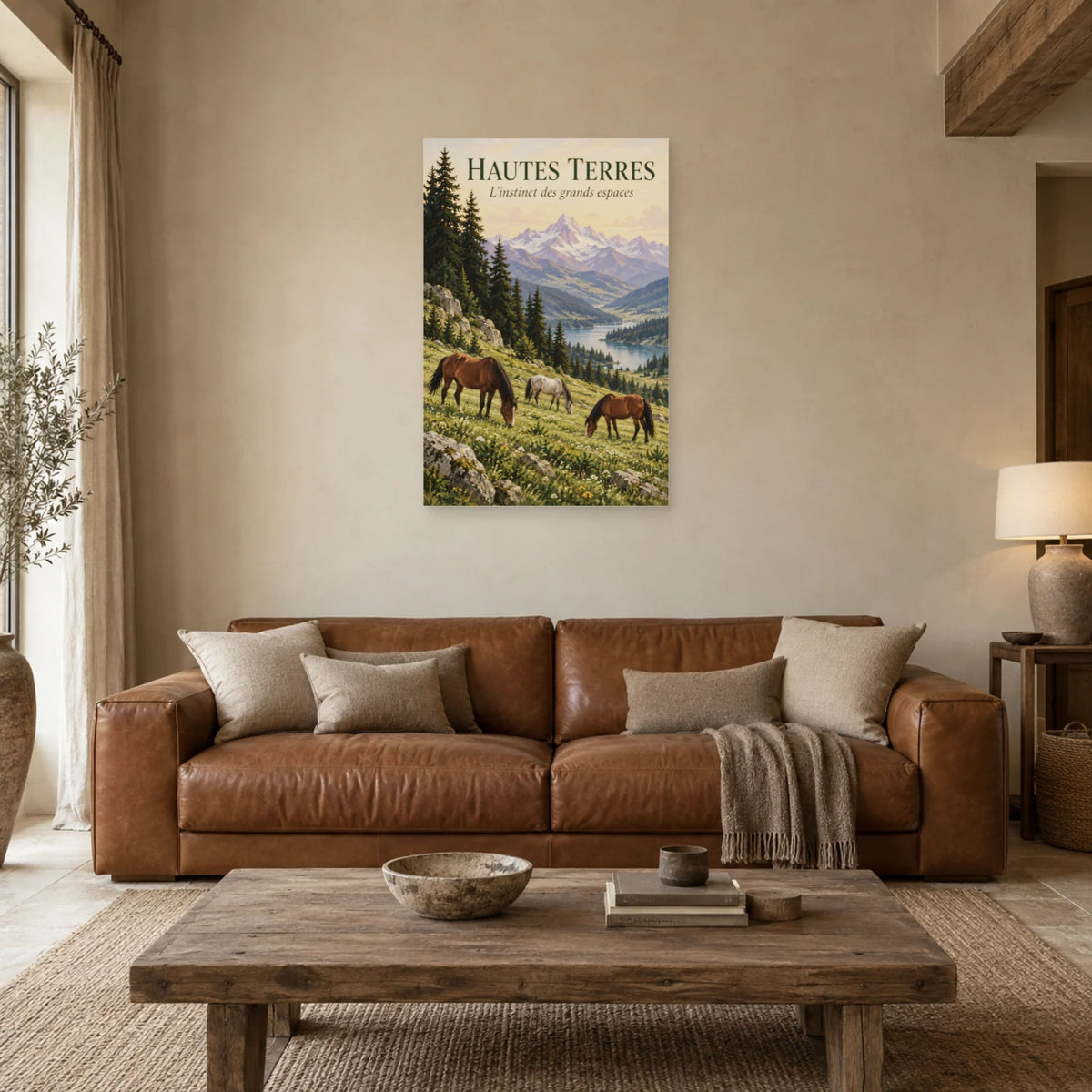Affiche Chevaux sauvages - Hautes terres dans un salon - Art Virtuoso