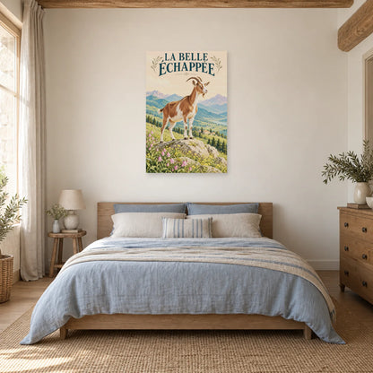 Affiche Chèvre - La belle échappée dans une chambre - Art Virtuoso