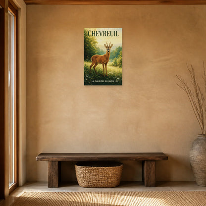 Affiche Chevreuil, la clairière du matin dans une entrée ou un couloir - Art Virtuoso