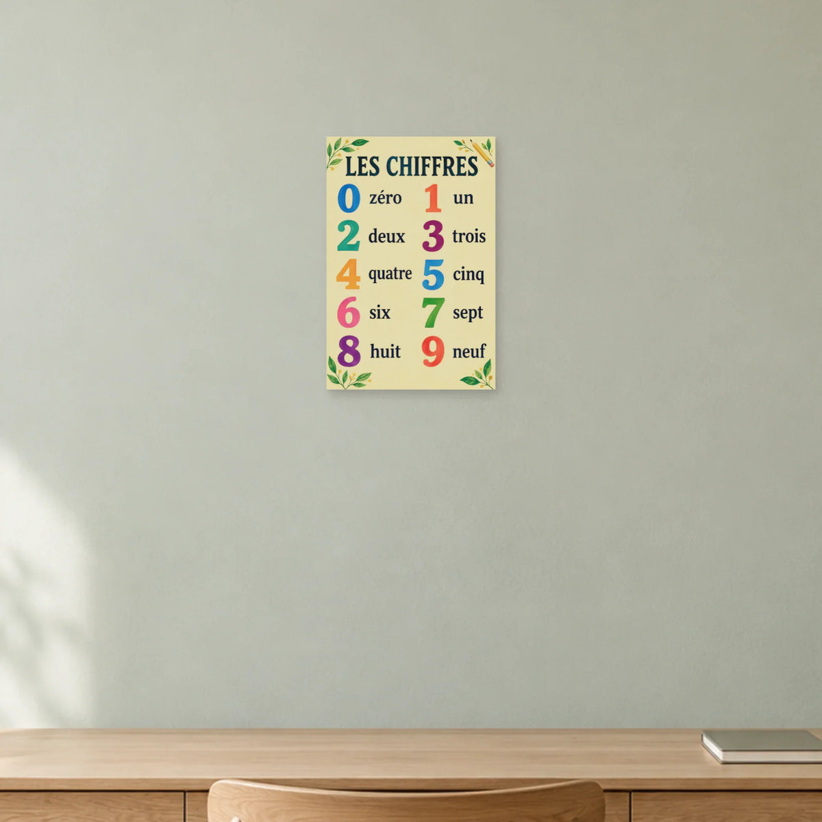 Affiche Chiffres - De zéro à neuf dans un bureau - Art Virtuoso