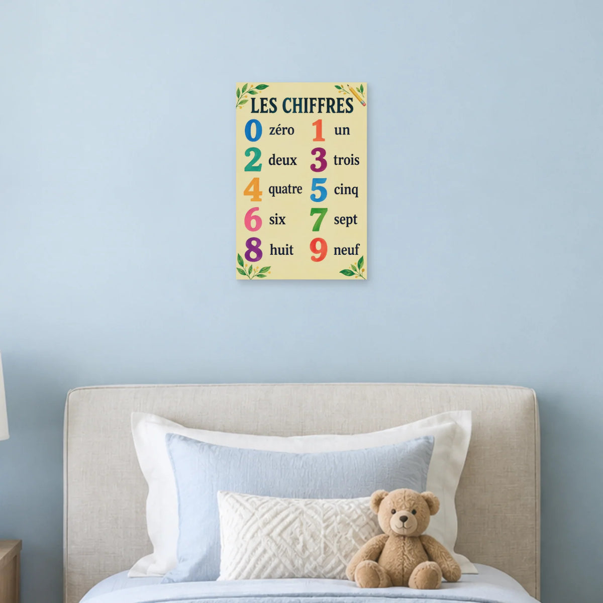 Affiche Chiffres - De zéro à neuf dans une chambre - Art Virtuoso
