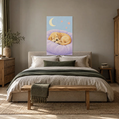 Affiche Chiot - Sieste tendre dans une chambre - Art Virtuoso