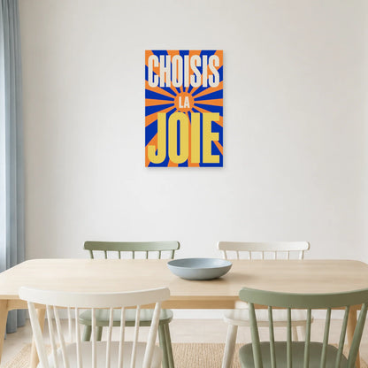 Affiche Choisis la joie – Soleil rayonnant dans une salle à manger - Art Virtuoso