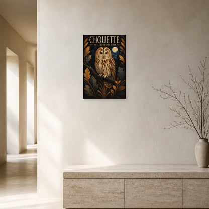 Affiche Chouette – Veilleuse des Bois dans un bureau - Art Virtuoso