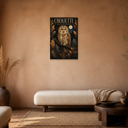 Affiche Chouette – Veilleuse des Bois dans une chambre - Art Virtuoso