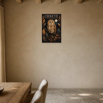 Affiche Chouette – Veilleuse des Bois dans une entrée ou un couloir - Art Virtuoso