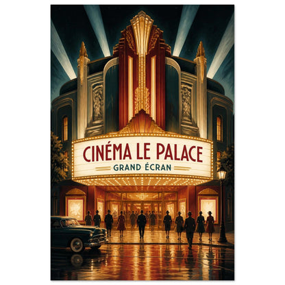 Affiche Cinéma le Palace – Grand Écran, gouache contemporaine verticale, format 40 × 60 cm
