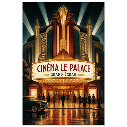 Affiche Cinéma le Palace – Grand Écran, gouache contemporaine verticale, format 60 × 90 cm