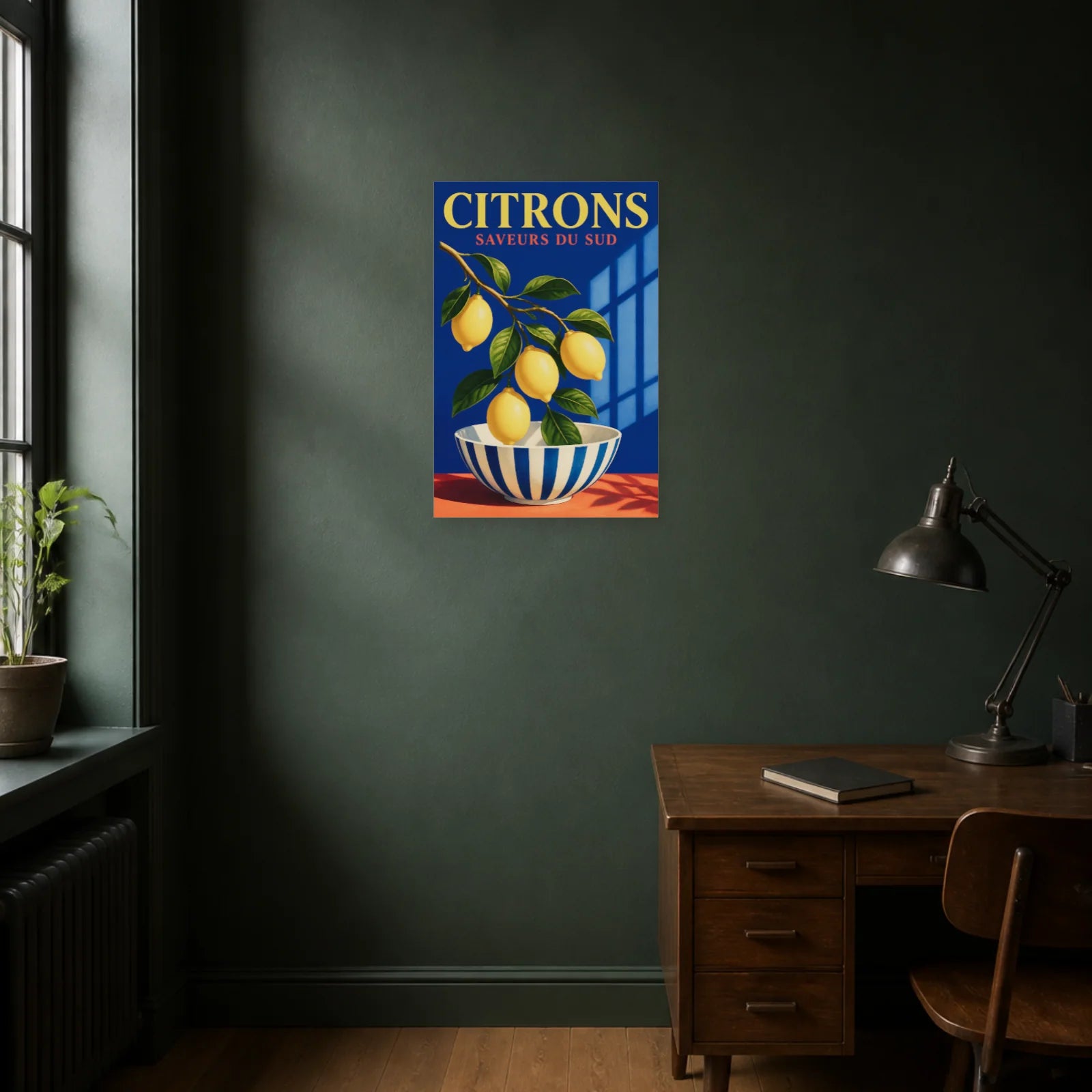 Affiche Citrons – Saveurs du Sud dans un bureau - Art Virtuoso