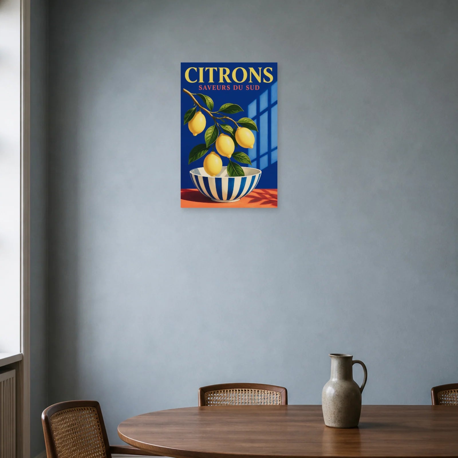 Affiche Citrons – Saveurs du Sud dans une salle à manger - Art Virtuoso