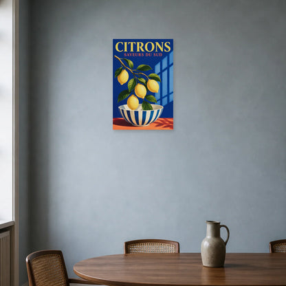 Affiche Citrons – Saveurs du Sud dans une salle à manger - Art Virtuoso