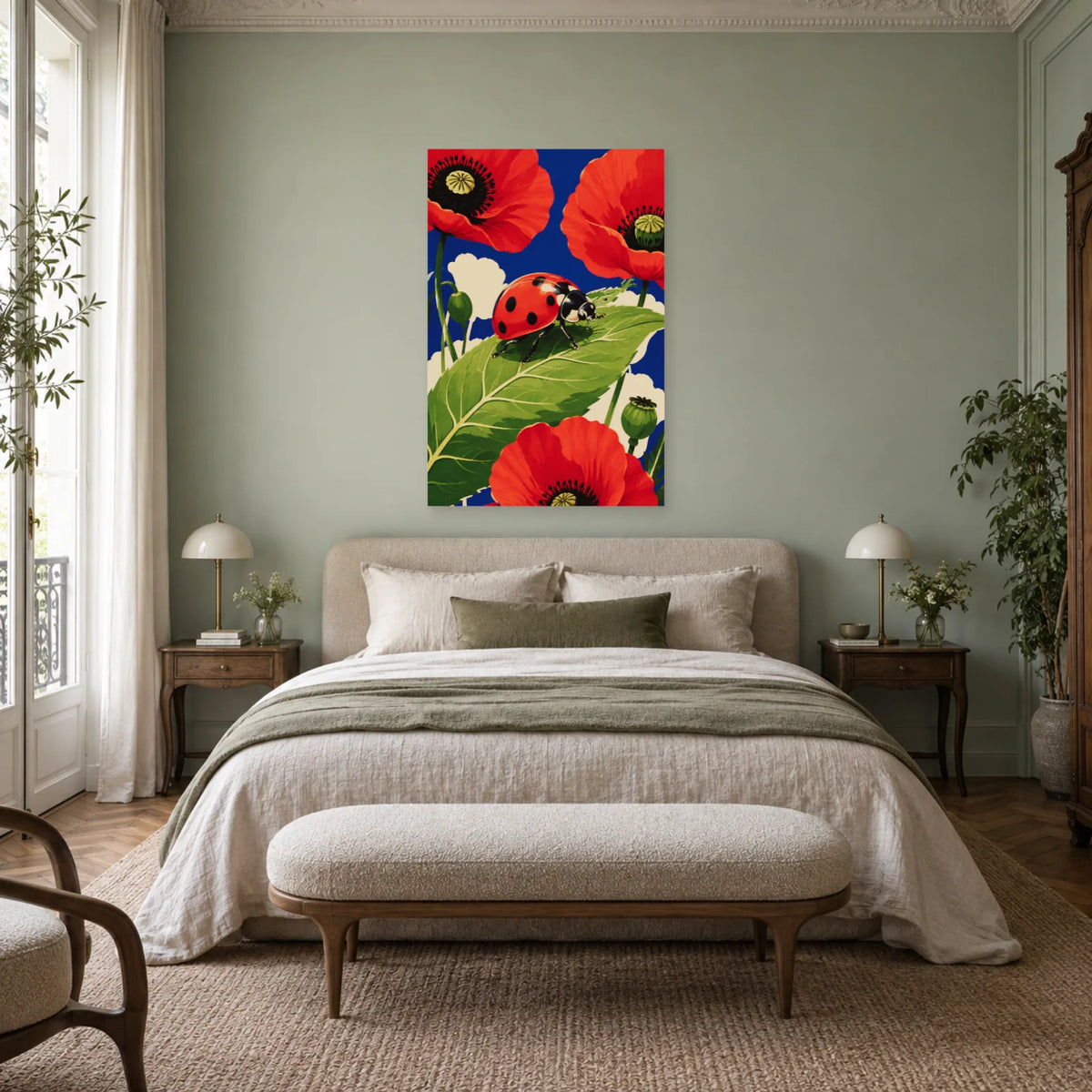 Affiche Coccinelle – Jardin pop dans une chambre - Art Virtuoso