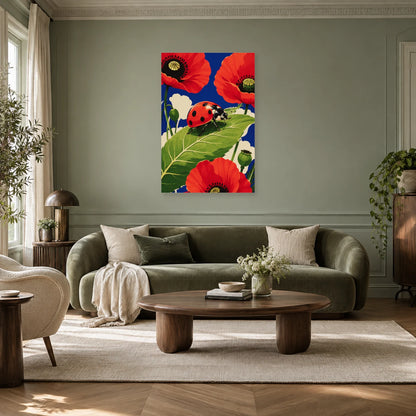 Affiche Coccinelle – Jardin pop dans un salon - Art Virtuoso